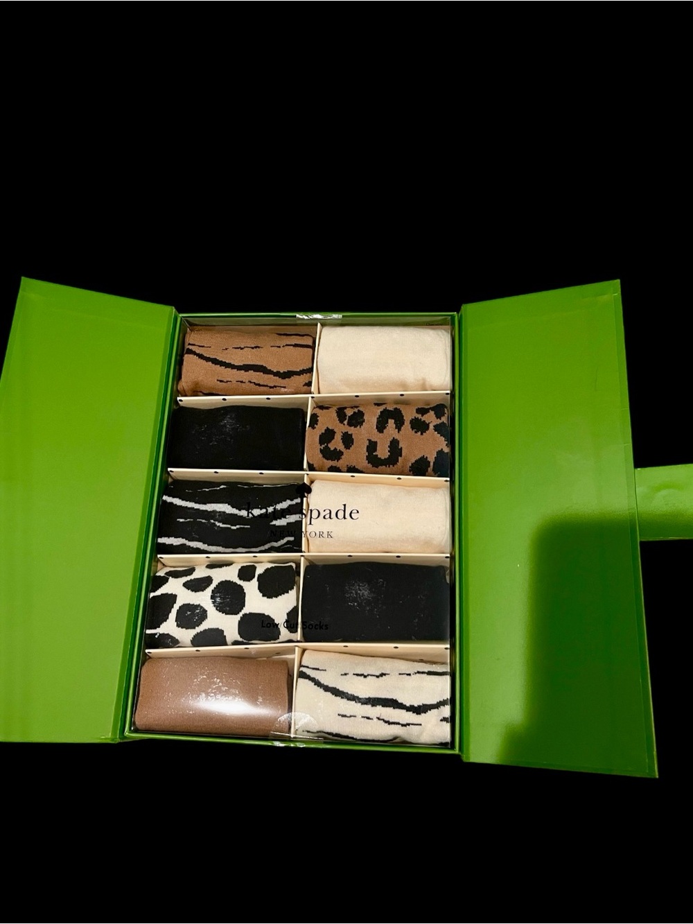 kate spade Green Boxed Sock Set includes 10 pairs of socks.